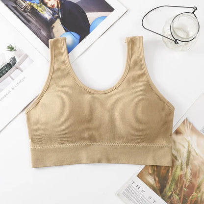 Dam Bomull Underkläder Tube Tops Sexig Enfärgad Topp Mode Push Up Komfort BH Dam Sport Linne Dam Crop Top