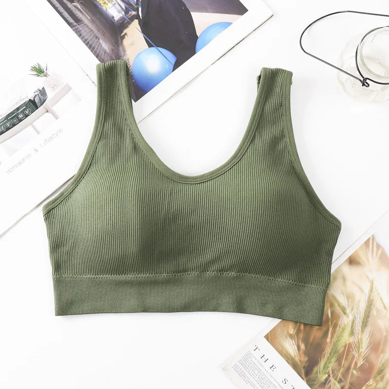 Dam Bomull Underkläder Tube Tops Sexig Enfärgad Topp Mode Push Up Komfort BH Dam Sport Linne Dam Crop Top