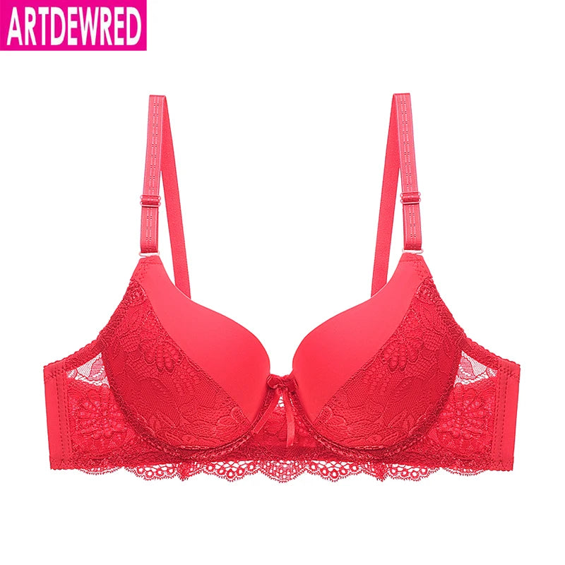 Sexig spets-bh blommig push up-bh för kvinnor bralette kvinnlig bygel-bh plusstorlek supertunn BH