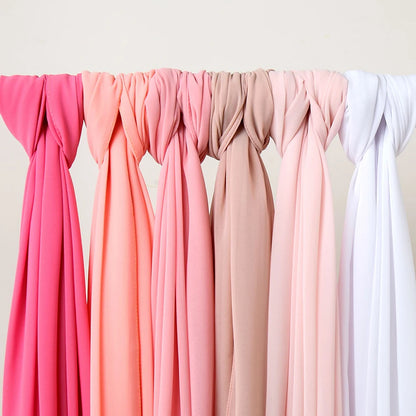 Muslimsk chiffong hijab kvinnor bubbelchiffong halsduk för kvinnor damer slöja muslimsk islam enfärgad malaysisk muslimsk wrap halsdukar