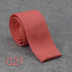 HUISHI Slimma moderiktiga stickade slipsar för män 5,5 cm enfärgad svart vit grå blå vinröd stickad slips
