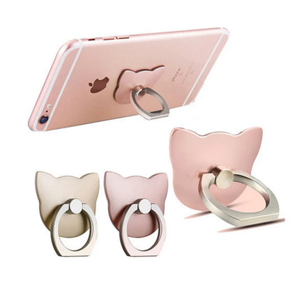 Kattfingerringhållare Mini söt plast PC-telefonhållare för iPhone Sumsung 360 roterande fingerringhållare