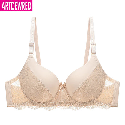Sexig spets-bh blommig push up-bh för kvinnor bralette kvinnlig bygel-bh plusstorlek supertunn BH