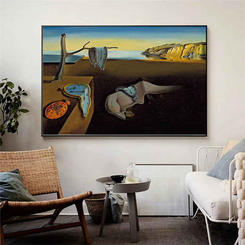 Salvador Dalí Minnesklockornas envishet Surrealistisk oljemålning Canvasposter Tryck Cuadros Väggkonst Bild För Vardagsrum