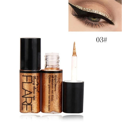 Professionella nya glänsande eyeliner kosmetika för kvinnor pigment silver roséguld färg flytande glitter eyeliner billig makeup skönhet