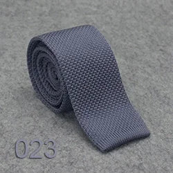 HUISHI Slimma moderiktiga stickade slipsar för män 5,5 cm enfärgad svart vit grå blå vinröd stickad slips