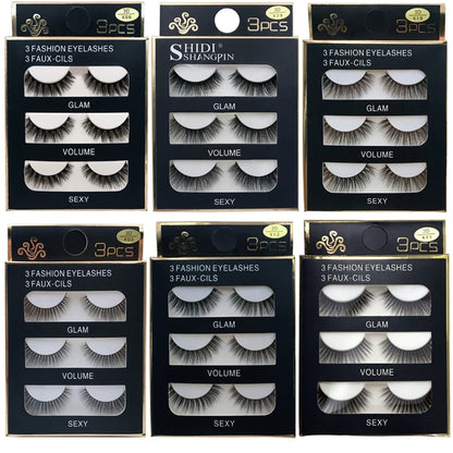 ögonfransar 3 par lösögonfransar naturliga långa 3D minkfransar mjuka fluffiga spetsiga handgjorda lösögonfransar ögonmakeup verktyg maquiagem