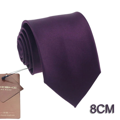 HUISHI 8CM 8 stilar herr enfärgad mörkblå slips 6cm vattentät jacquardslips vardagskläder kravatt bröllopsfest för män