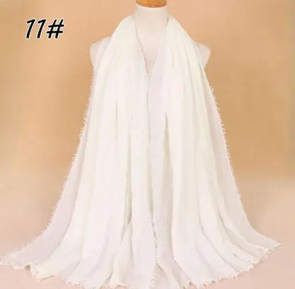 2018 Ny Etnisk Överdimensionerad Muslimsk Crinkle Hijab Huvudduk Dam Enfärgad Bubbla Bomullssjalar Och Sjalar Mjuk Stor Linne Foulard Femme