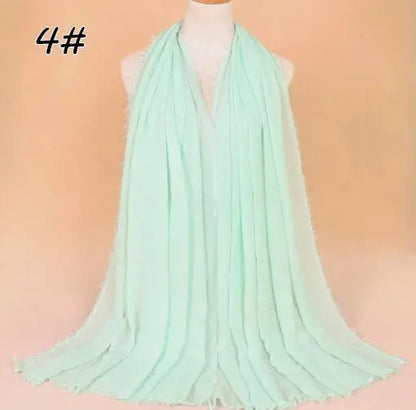 2018 Ny Etnisk Överdimensionerad Muslimsk Crinkle Hijab Huvudduk Dam Enfärgad Bubbla Bomullssjalar Och Sjalar Mjuk Stor Linne Foulard Femme