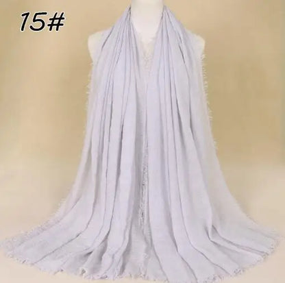 2018 Ny Etnisk Överdimensionerad Muslimsk Crinkle Hijab Huvudduk Dam Enfärgad Bubbla Bomullssjalar Och Sjalar Mjuk Stor Linne Foulard Femme