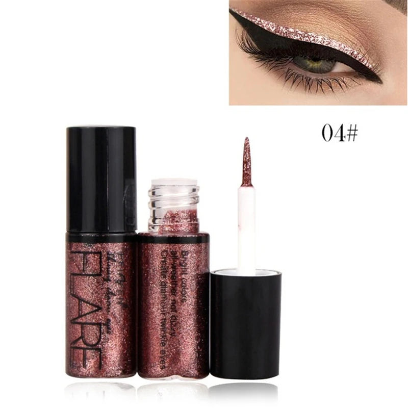 Professionella nya glänsande eyeliner kosmetika för kvinnor pigment silver roséguld färg flytande glitter eyeliner billig makeup skönhet
