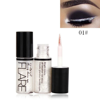 Professionella nya glänsande eyeliner kosmetika för kvinnor pigment silver roséguld färg flytande glitter eyeliner billig makeup skönhet