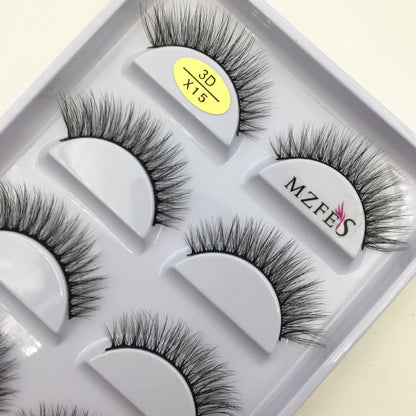 Naturliga 3D Mink Lösögonfransar, Makeup Lösögonfransar, Faux Cils, Makeup Skönhetsverktyg, Partihandel, 5 Par