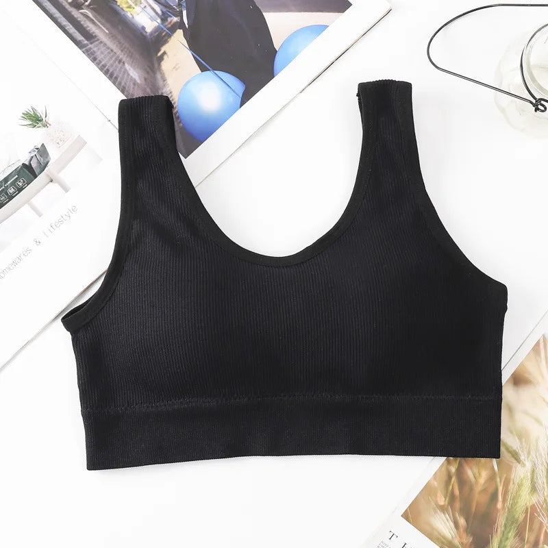 Dam Bomull Underkläder Tube Tops Sexig Enfärgad Topp Mode Push Up Komfort BH Dam Sport Linne Dam Crop Top