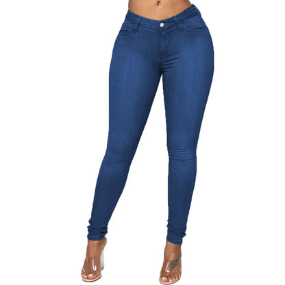 XS-6Xl Högmidjade Stretchiga Skinny Pencil Jeans Dam Plus Size Denimbyxor