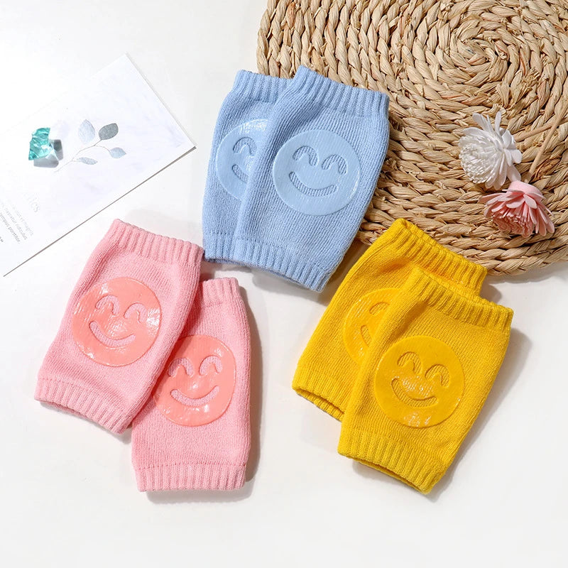 Babytillbehör Knäskydd Benvärmare Gaiter Leende Flicka Pojke Barn Krypande Armbåge Knäskydd Slips Småbarn Spädbarn Leggings Armbåge