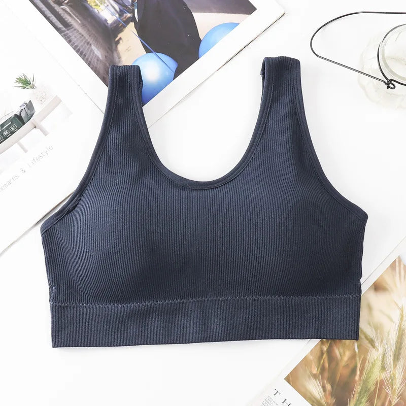Dam Bomull Underkläder Tube Tops Sexig Enfärgad Topp Mode Push Up Komfort BH Dam Sport Linne Dam Crop Top