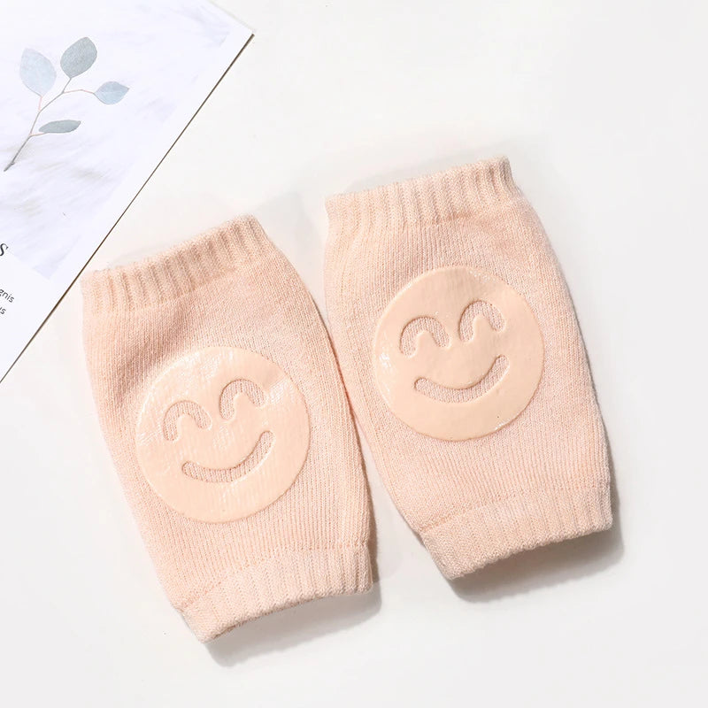 Babytillbehör Knäskydd Benvärmare Gaiter Leende Flicka Pojke Barn Krypande Armbåge Knäskydd Slips Småbarn Spädbarn Leggings Armbåge