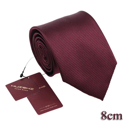 HUISHI 8CM 8 stilar herr enfärgad mörkblå slips 6cm vattentät jacquardslips vardagskläder kravatt bröllopsfest för män