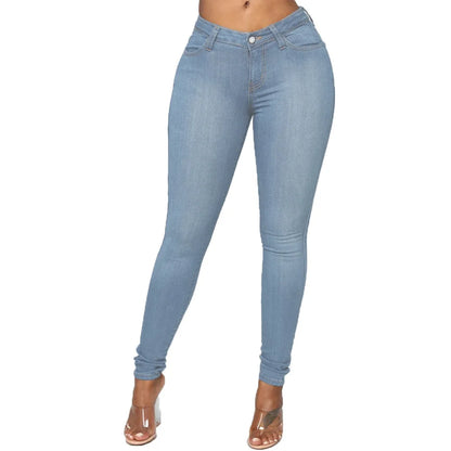 XS-6Xl Högmidjade Stretchiga Skinny Pencil Jeans Dam Plus Size Denimbyxor