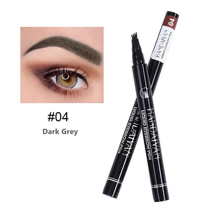 4D Microblading Ögonbrynspenna med 4 gafflar Ögonbrynstatueringspenna Långvarig Fin Skiss Flytande Ögonbrynsmakeup