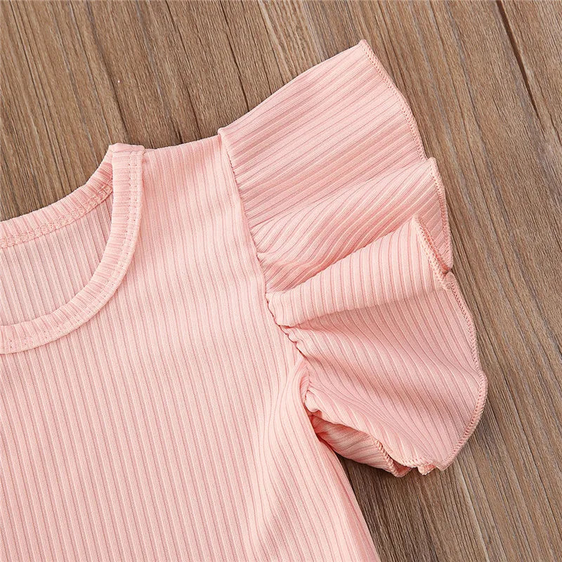 0-18 månader Nyfödd Baby Flicka Rompers Volang Kortärmad Bodysuit För Spädbarn Flickor Enfärgad Svart Rosa Vit Sommar Playsuits