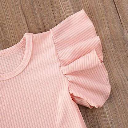 0-18 månader Nyfödd Baby Flicka Rompers Volang Kortärmad Bodysuit För Spädbarn Flickor Enfärgad Svart Rosa Vit Sommar Playsuits