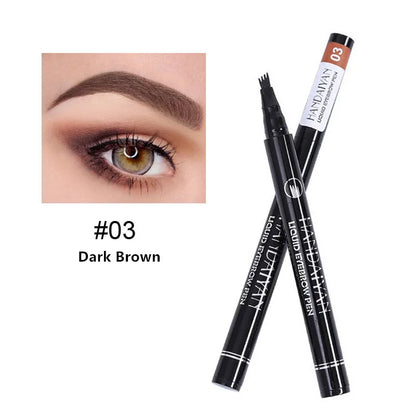 4D Microblading Ögonbrynspenna med 4 gafflar Ögonbrynstatueringspenna Långvarig Fin Skiss Flytande Ögonbrynsmakeup