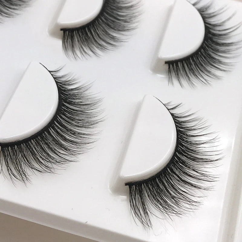ögonfransar 3 par lösögonfransar naturliga långa 3D minkfransar mjuka fluffiga spetsiga handgjorda lösögonfransar ögonmakeup verktyg maquiagem