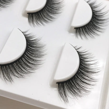 ögonfransar 3 par lösögonfransar naturliga långa 3D minkfransar mjuka fluffiga spetsiga handgjorda lösögonfransar ögonmakeup verktyg maquiagem