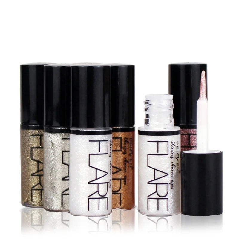 Professionella nya glänsande eyeliner kosmetika för kvinnor pigment silver roséguld färg flytande glitter eyeliner billig makeup skönhet