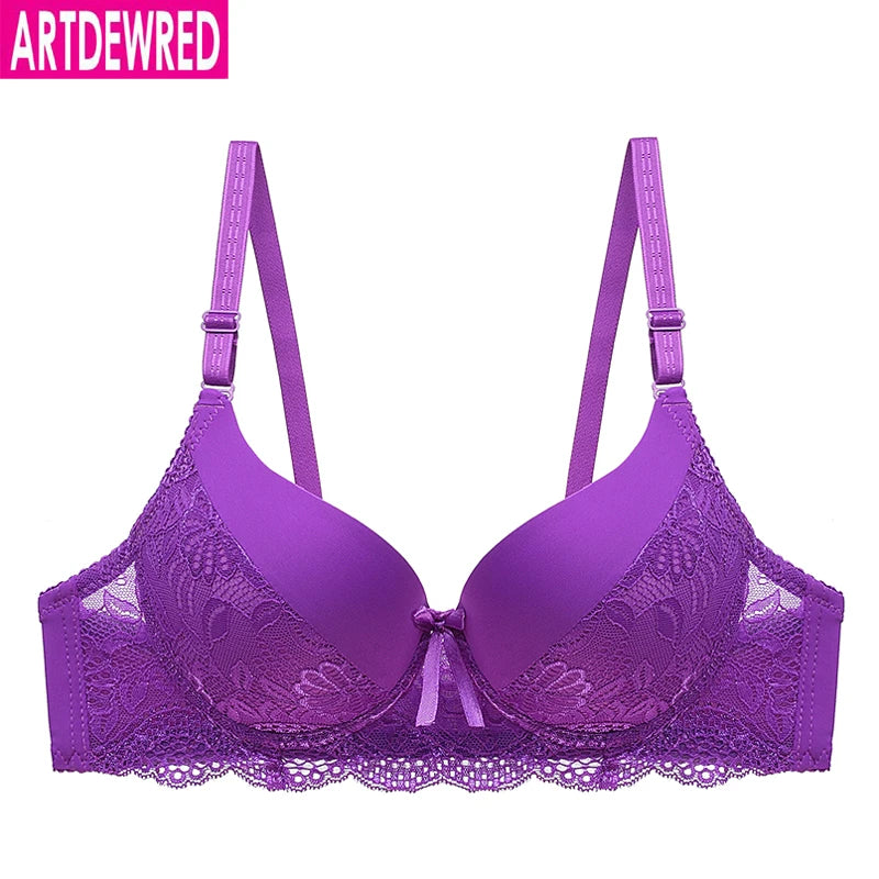 Sexig spets-bh blommig push up-bh för kvinnor bralette kvinnlig bygel-bh plusstorlek supertunn BH