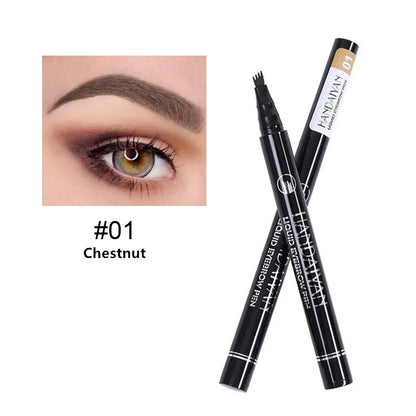4D Microblading Ögonbrynspenna med 4 gafflar Ögonbrynstatueringspenna Långvarig Fin Skiss Flytande Ögonbrynsmakeup