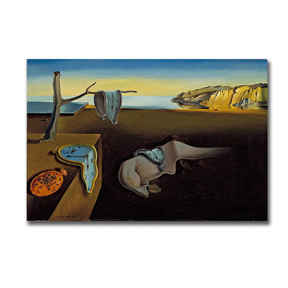 Salvador Dalí Minnesklockornas envishet Surrealistisk oljemålning Canvasposter Tryck Cuadros Väggkonst Bild För Vardagsrum