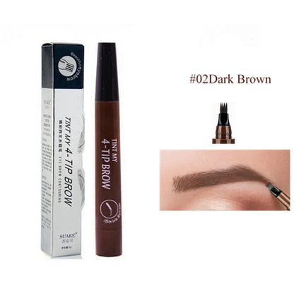 4D Microblading Ögonbrynspenna med 4 gafflar Ögonbrynstatueringspenna Långvarig Fin Skiss Flytande Ögonbrynsmakeup
