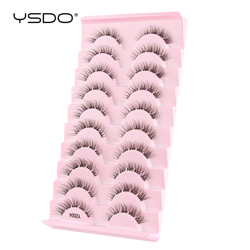 YSDO Halvögonfransar 3/10 par Naturliga Hela Lösögonfransar 3D-Fransar Kattögonfransar Lösögonfransförlängning Faux Cils Makeupverktyg