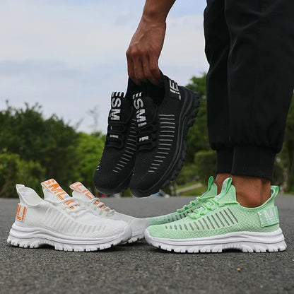 Halkfria herrsneakers sommar, bekväma, andningsbara löparskor för par, dam, tenis-sportsko, vita promenadskor för män