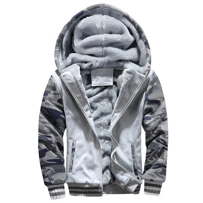 Herrvinterjackor Tjock Varm Jacka Märkes Sportkläder Kappa Byxor Enfärgad Fleece Dragkedja Huva Långärmad Herr Ytterkläder