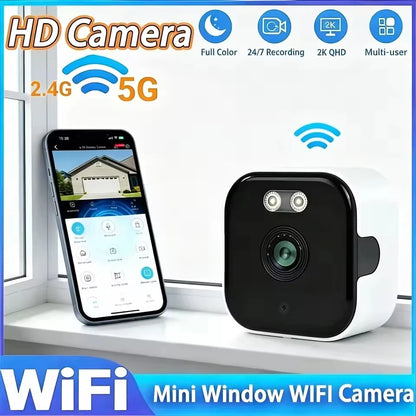 Minifönsterkamera ersätter utomhuskameror 2.4/5GHz WiFi-kamera 3MP-upplösning Fullfärgs nattseende genom fönsterkamera
