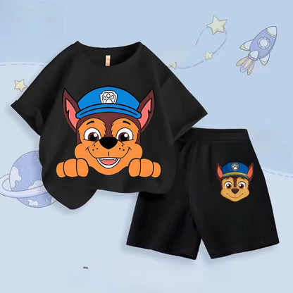 PAW Patrol Children's T-shirts Sets Boys Summer Short Sleeve Shorts Two Piece Sets Kids Outfits Breathable Casual Clothes Set