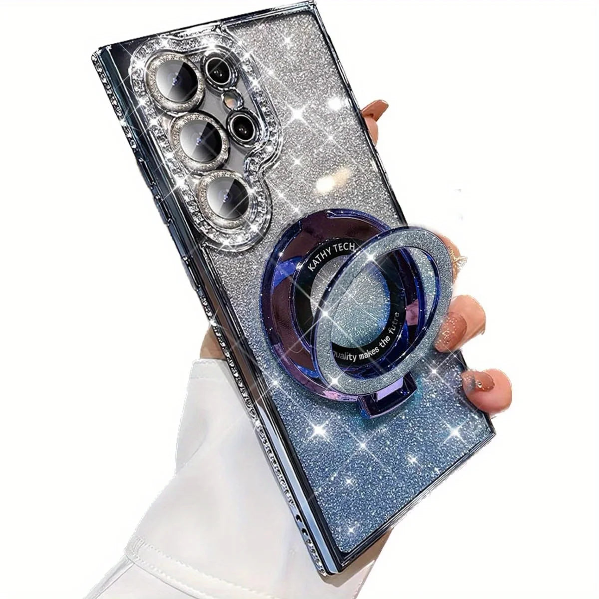 Lyxigt sidoskärande diamantglittermagnetiskt stativ för SamsungGalaxy S26 S25 S24 S23 FE S22 Ultra Plus-serien Edge Strass