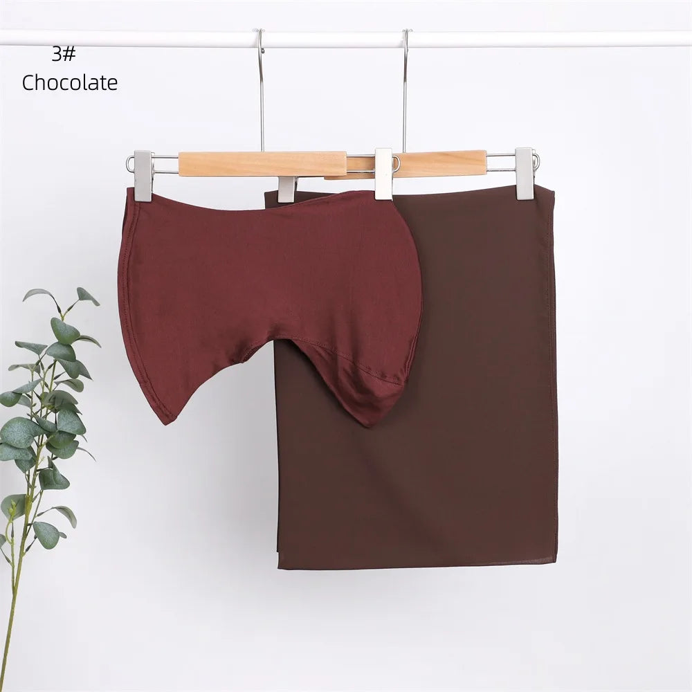 Elegant elastisk direkt hijab enfärgad chiffong hijab-set för kvinnor, modalpullover, bandana, tunn, andningsbar, mjuk och mysig halsduk