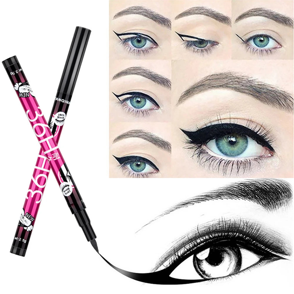 Svart flytande eyeliner vattentät eyelinerpenna 36 timmar långvarig flytande eyelinerpenna snabbtorkande utan blomning kosmetikaverktyg