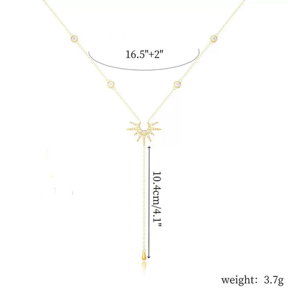 Rostfritt stål Y-format hängehalsband för kvinnor och flickor elegant mode kubisk zirkonia lång tofs dingel choker smycken gåvor