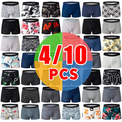 4-pack HERR Enfärgade Sexiga Boxershorts i Europa och Amerika, Antibakteriella, Andningsbara, Plusstorlekar, Herrshorts