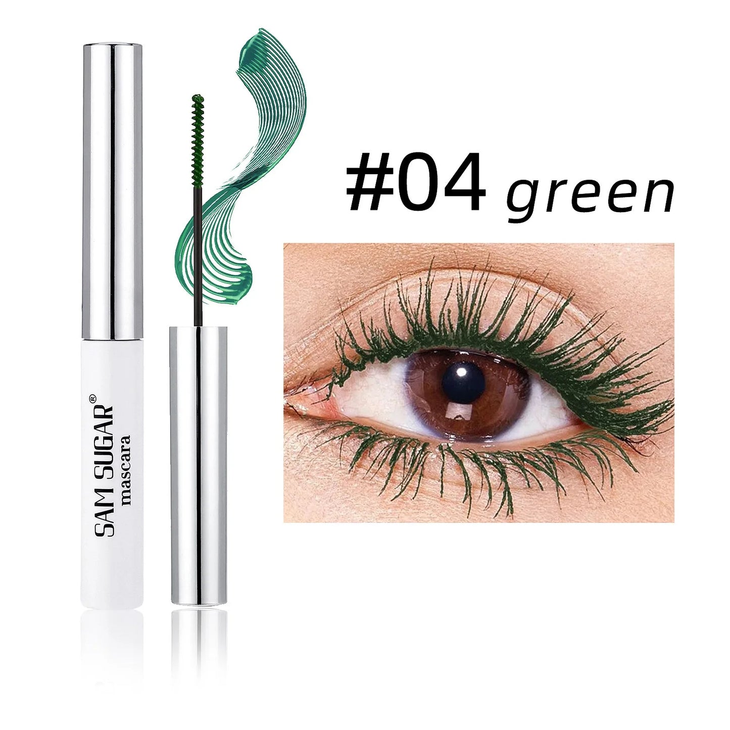 Silkesfibermascara Färgglad Ultrafin Borste Förlänger Ögonfransar Vattentät Varaktig Snabbtorkande Grön Rosa Böjande Mascara Makeup