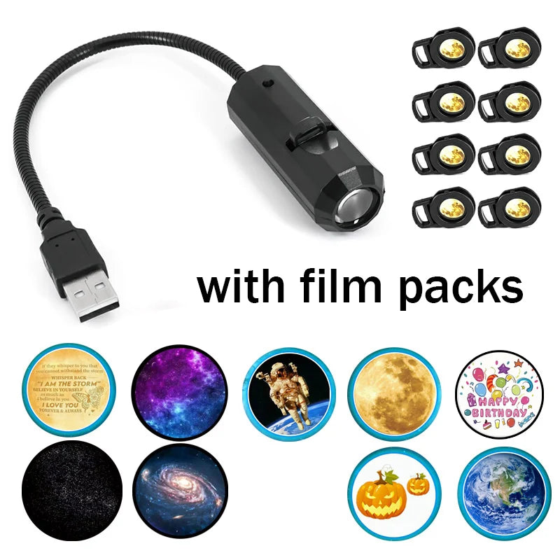 Nyaste Mini USB Månljus Projektor Led Globe Star Galaxy Lampa Nattbelysning för Hem Atmosfär Belysning Rumsdekor Väggpresent