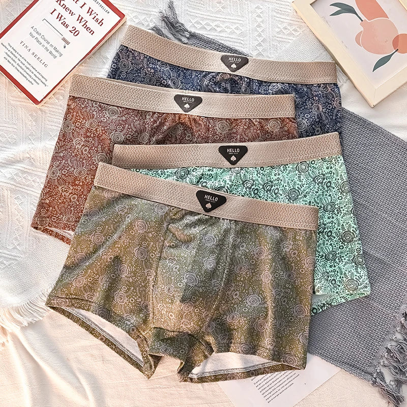 4 st. Herrunderkläder Bomull Herrboxershorts Medelhög Midja Andningsbara Herrtrosor Större Storlek 6XL - Massor av Mjuka Bekväma Herrboxershorts