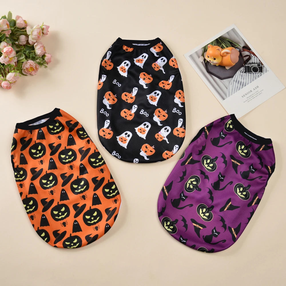 Hundkläder för små och medelstora hundar Katter Halloween Pumpa Tassavtryck Valpvästar Chihuahua Yorkshire Terrier Kostymer Husdjur Festkläder